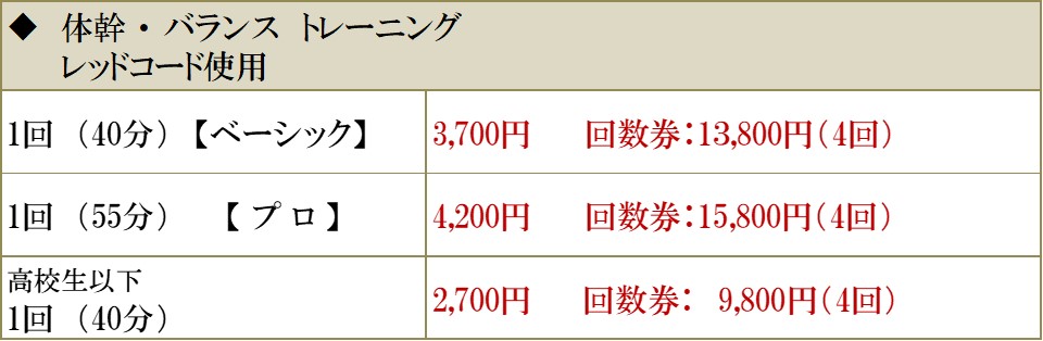 レッドコード 体幹トレーニング 施術メニュー 榎本メディカル えのもと整骨院 鍼灸院 深江橋駅 3分 大阪市 城東区